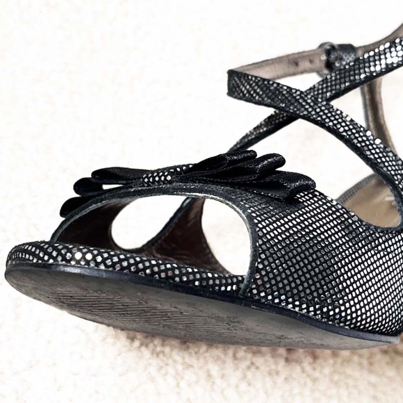 CARLO PAZOLINI Black Satin Bow Sparkle Sandals - Picture 8 of 9